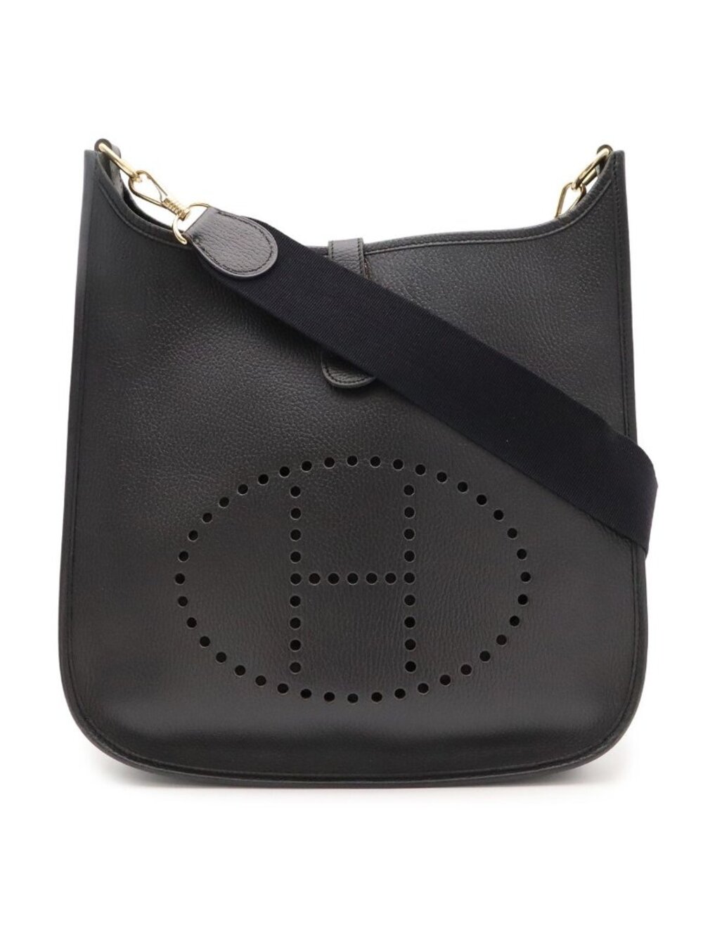 Hermes Evelyne I 1 GM Shoulder Bag Ardennes Leather Black Gold